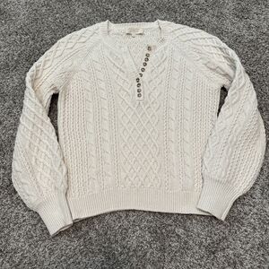 Sezane Bree Jumper in Ficelle Cream Fisherman Cable Knit  Sweater Women’s Size S